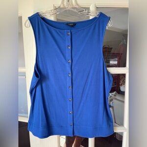Banana Republic XL Royal Blue Button Front Ribbed Sleeveless Top